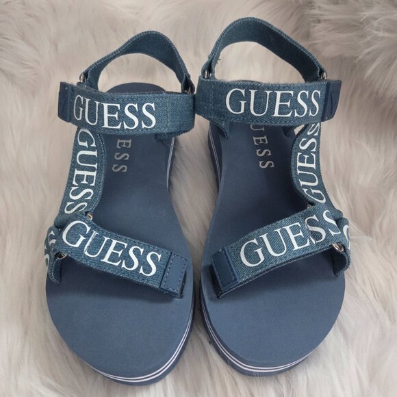 NEW GUESS Women's Avin Logo Sport Denim Sandals Size 7.5 - Picture 4 of 10